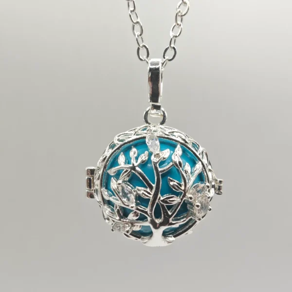 Colgante Árbol de la Vida Plata Llamador de Ángeles Espiritual Azul